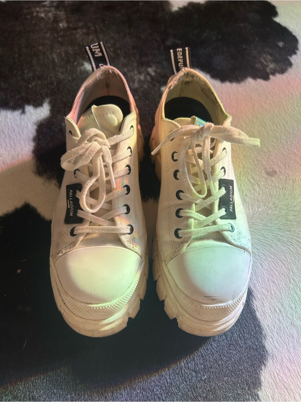 Palladium White Chunky Lace-Up I Platform Sneakers 6.5 size
